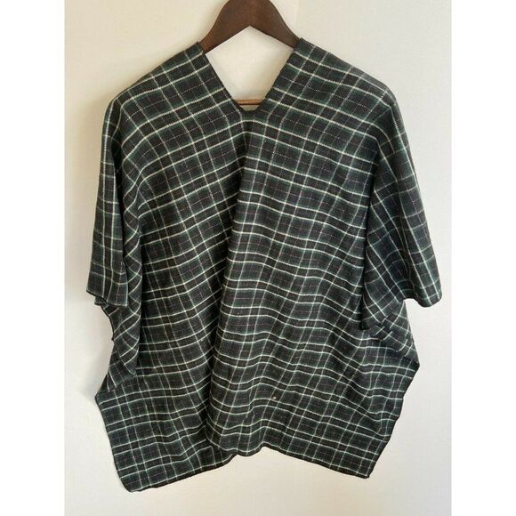 Black Plaid Women Cape One Size - Picture 3 of 4
